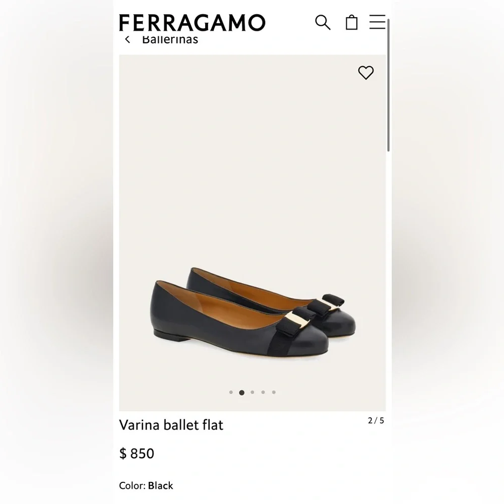 Salvatore Ferragamo Black Bow Ballet Flats - Picture 2 of 8